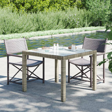 Tuintafel Gehard Glas En Poly Rattan 90 x 90 x 75 cm Grijs en wit