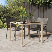 Tuintafel 90x90x75 cm poly rattan gehard glas beige