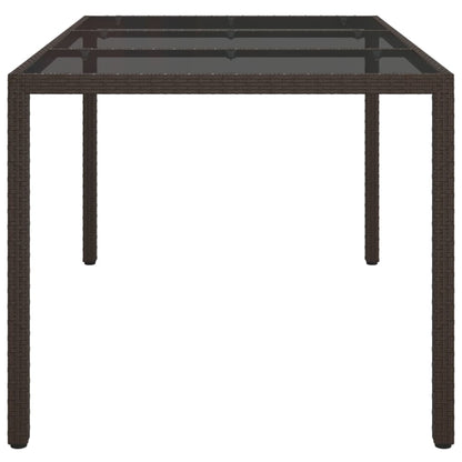 Tuintafel Gehard Glas En Poly Rattan 150 x 90 x 75 cm Bruin