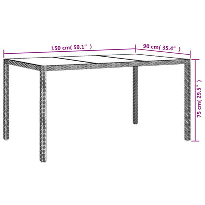 Tuintafel Gehard Glas En Poly Rattan 150 x 90 x 75 cm Bruin