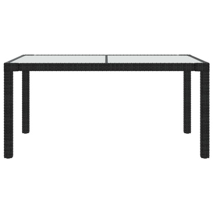 Tuintafel Gehard Glas En Poly Rattan 150 x 90 x 75 cm Zwart en wit