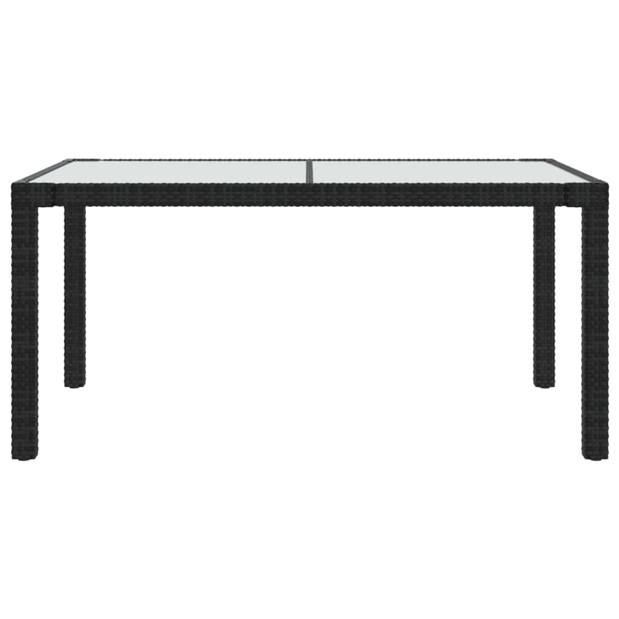 Tuintafel Gehard Glas En Poly Rattan 150 x 90 x 75 cm Zwart en wit