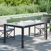 Tuintafel 150x90x75 cm poly rattan glas zwart
