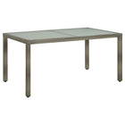 Garden Table 150x90x75 cm Tempered Glass and Poly Rattan Grey