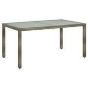 Tuintafel 150x90x75 cm poly rattan glas grijs