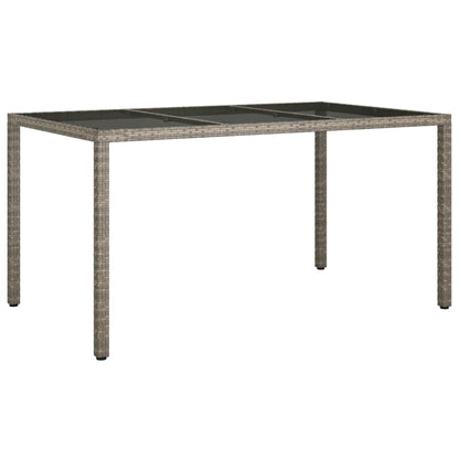 Tuintafel Gehard Glas En Poly Rattan 150 x 90 x 75 cm Grijs