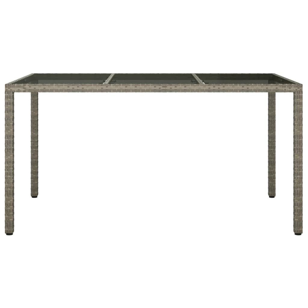 Tuintafel Gehard Glas En Poly Rattan 150 x 90 x 75 cm Grijs