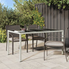 Tuintafel 150x90x75 cm glas poly rattan wit