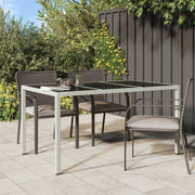 Tuintafel 150x90x75 cm glas poly rattan wit