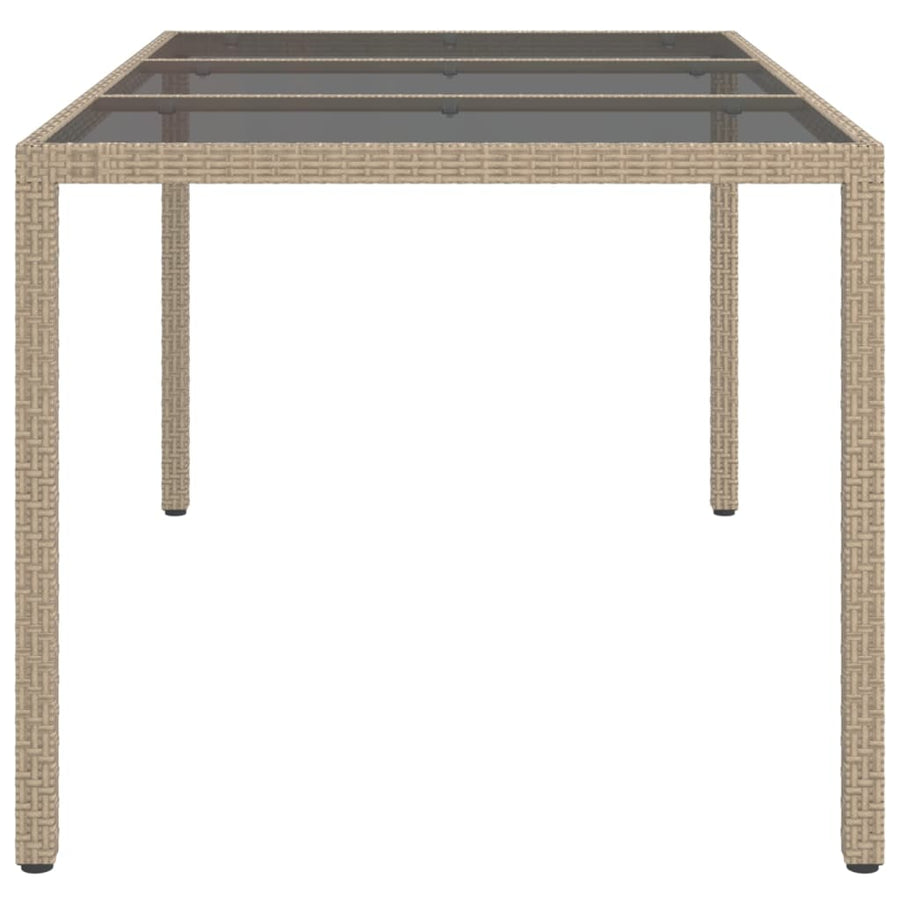 Tuintafel Gehard Glas En Poly Rattan 150 x 90 x 75 cm Beige