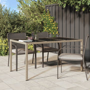 Tuintafel 150x90x75 cm glas poly rattan beige