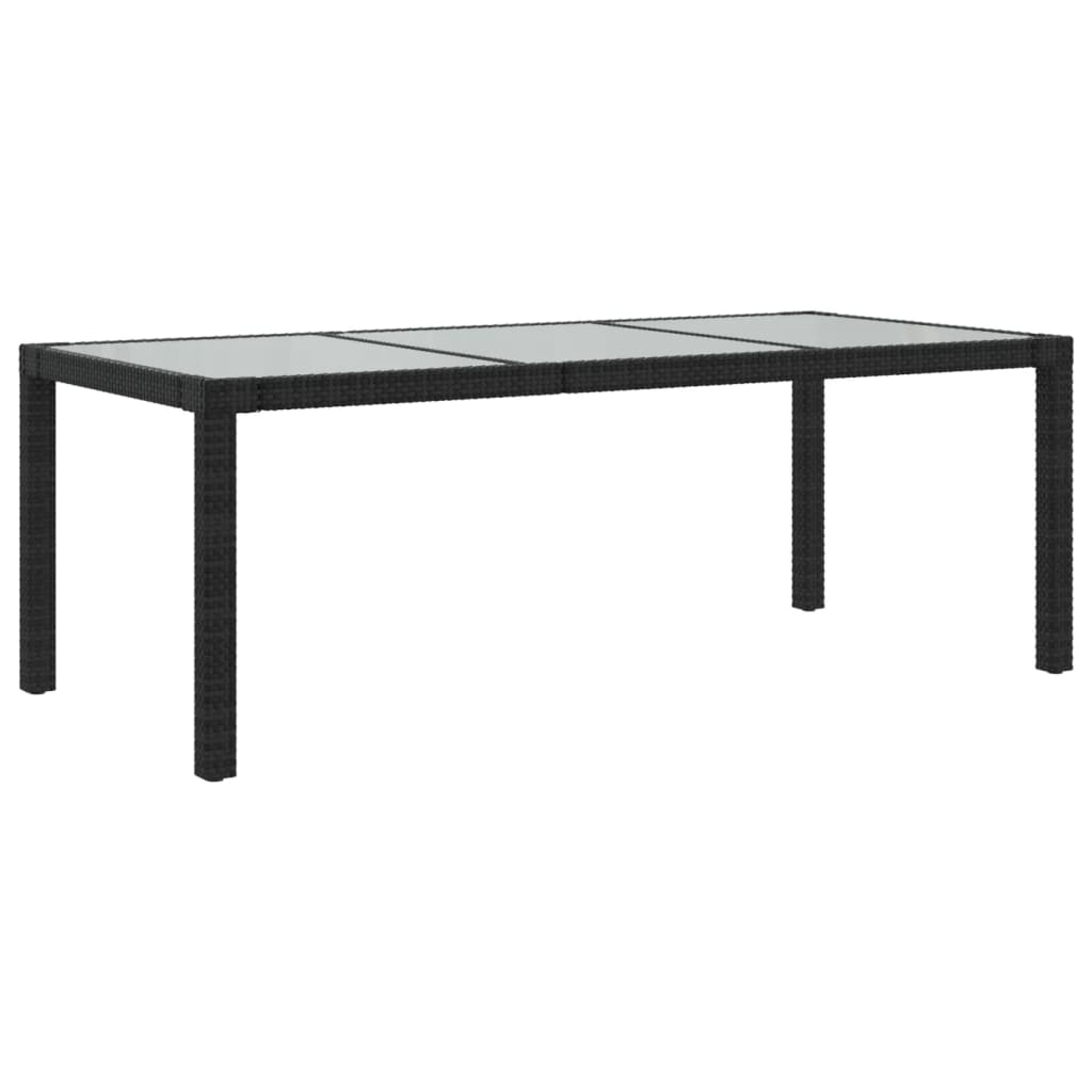 Tuintafel 90X90X75 Cm Gehard Glas En Poly Rattan Black Zwart en wit