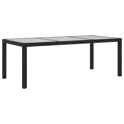 Tuintafel 90X90X75 Cm Gehard Glas En Poly Rattan Black Zwart en wit