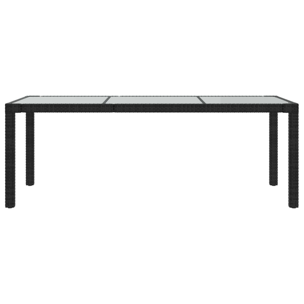 Tuintafel 90X90X75 Cm Gehard Glas En Poly Rattan Black Zwart en wit
