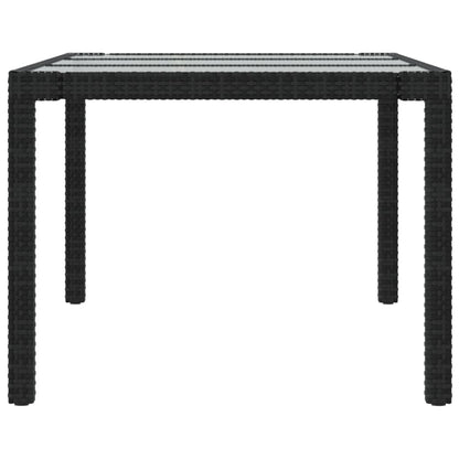 Tuintafel 90X90X75 Cm Gehard Glas En Poly Rattan Black Zwart en wit