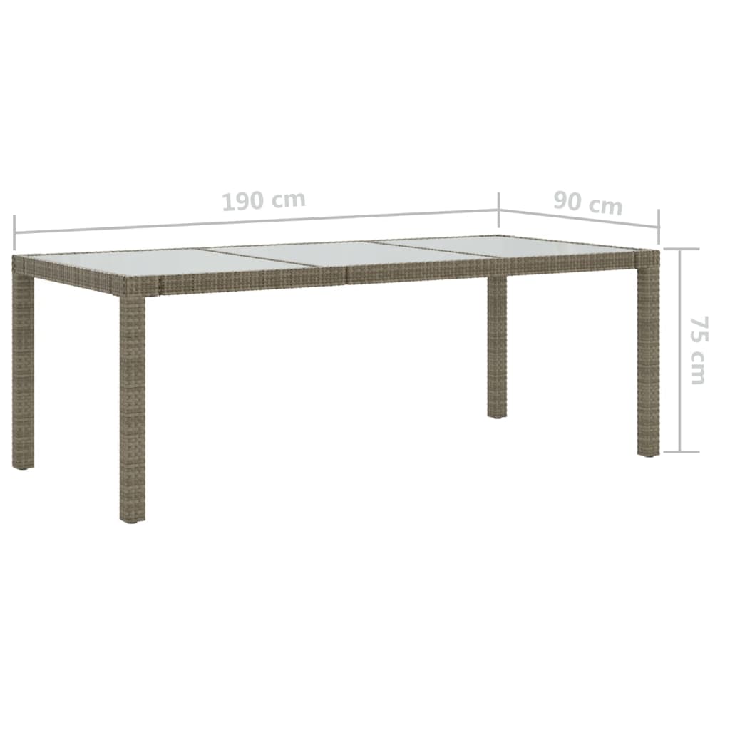 Tuintafel 90X90X75 Cm Gehard Glas En Poly Rattan Grijs