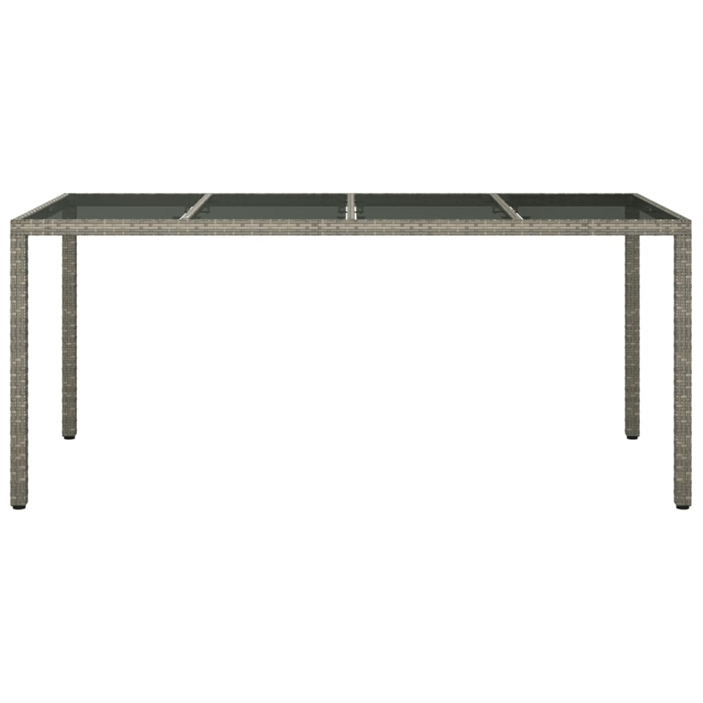Tuintafel 90X90X75 Cm Gehard Glas En Poly Rattan Grijs en zwart