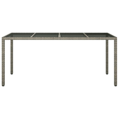 Tuintafel 90X90X75 Cm Gehard Glas En Poly Rattan Grijs en zwart