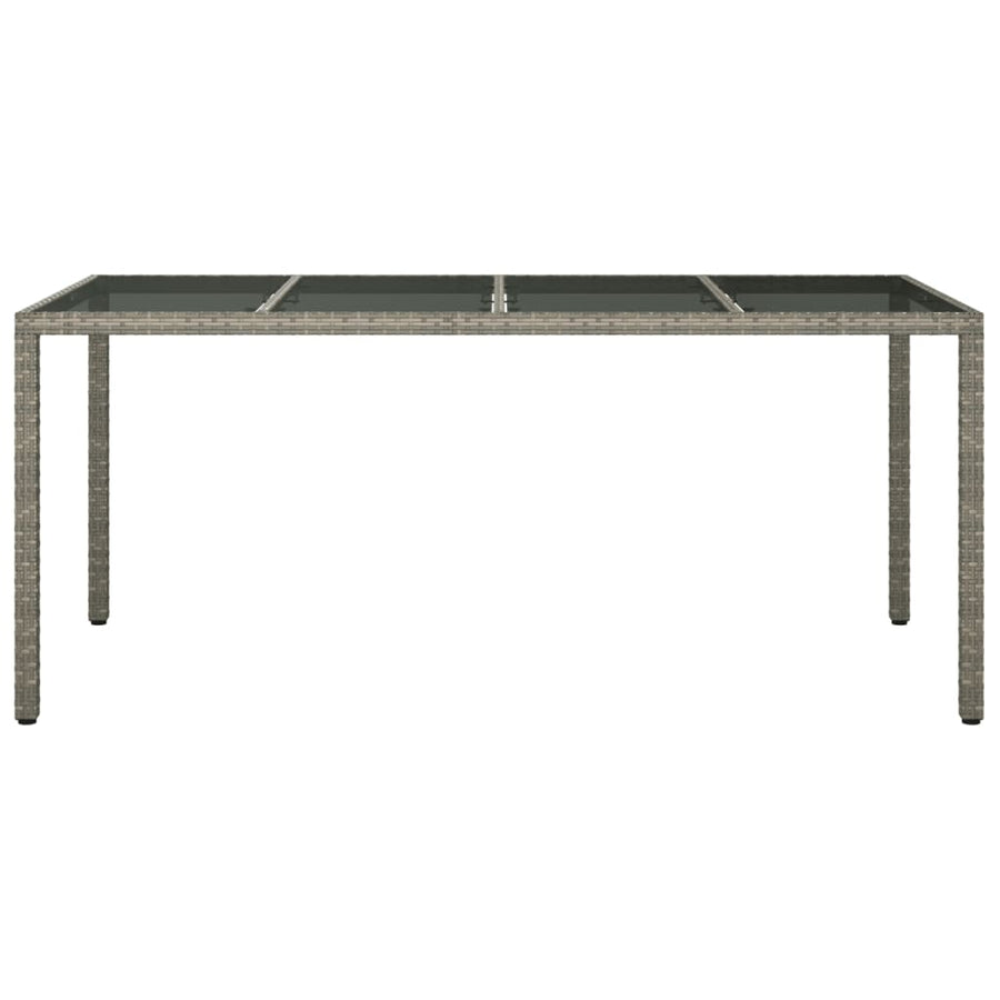 Tuintafel 90X90X75 Cm Gehard Glas En Poly Rattan Grijs en zwart