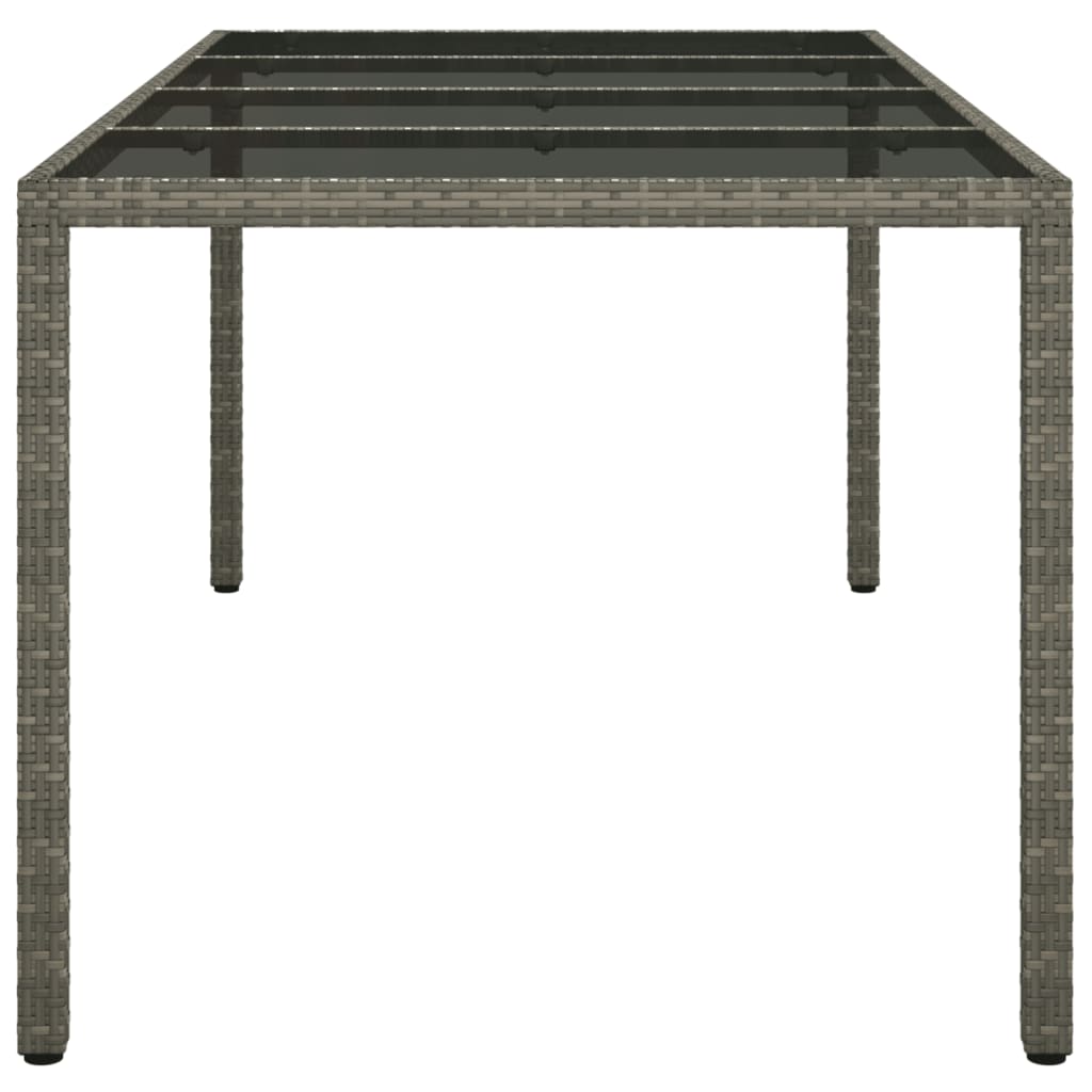Tuintafel 90X90X75 Cm Gehard Glas En Poly Rattan Grijs en zwart