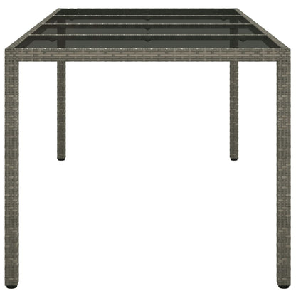 Tuintafel 90X90X75 Cm Gehard Glas En Poly Rattan Grijs en zwart