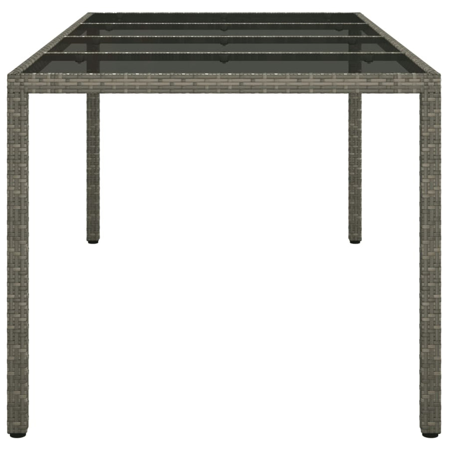 Tuintafel 90X90X75 Cm Gehard Glas En Poly Rattan Grijs en zwart