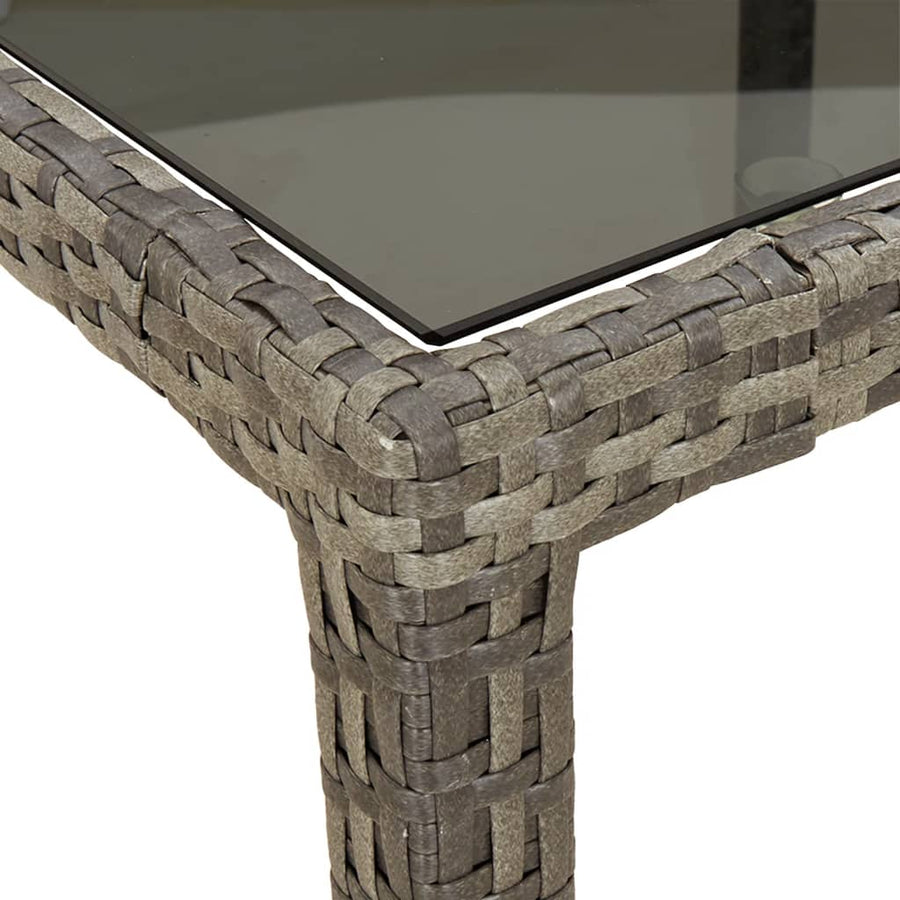Tuintafel 90X90X75 Cm Gehard Glas En Poly Rattan Grijs en zwart