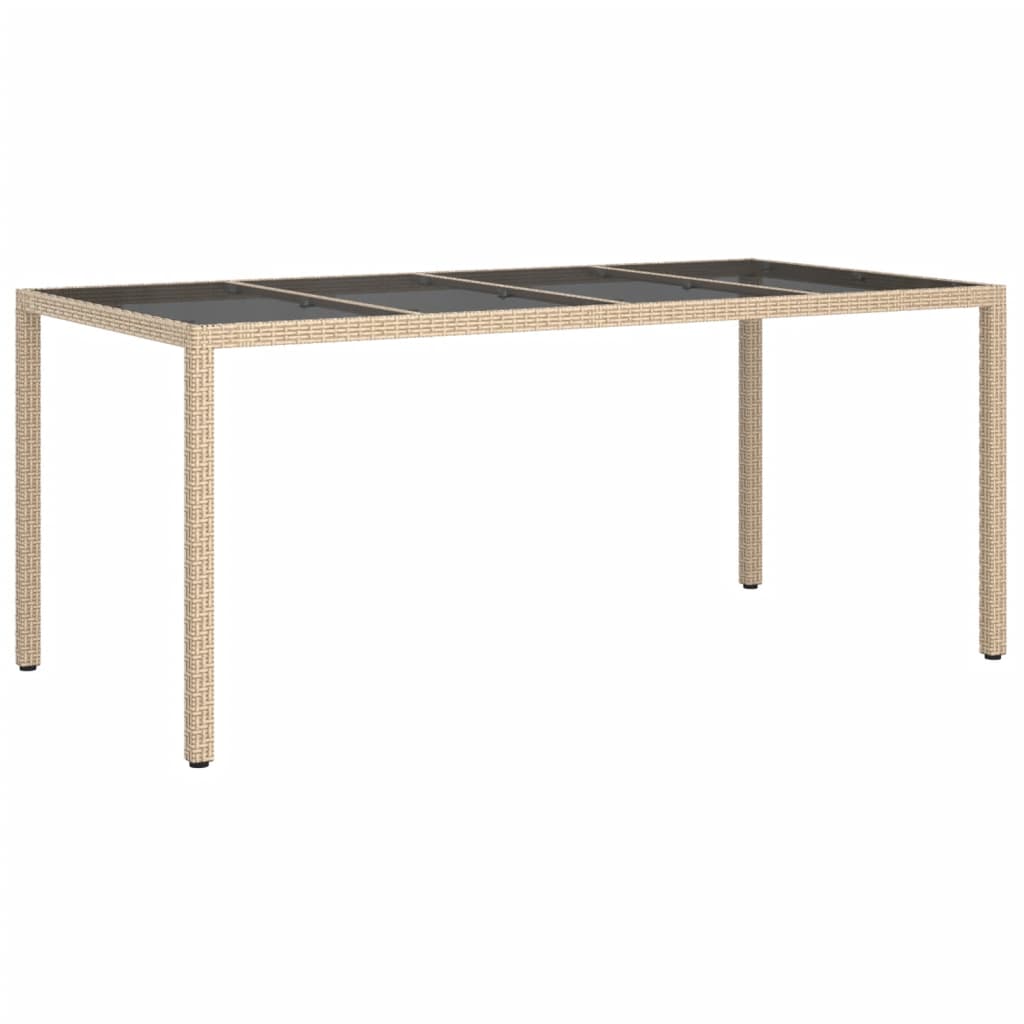 Tuintafel 90X90X75 Cm Gehard Glas En Poly Rattan Beige