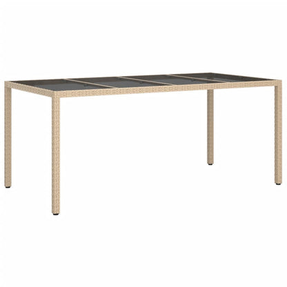 Tuintafel 90X90X75 Cm Gehard Glas En Poly Rattan Beige