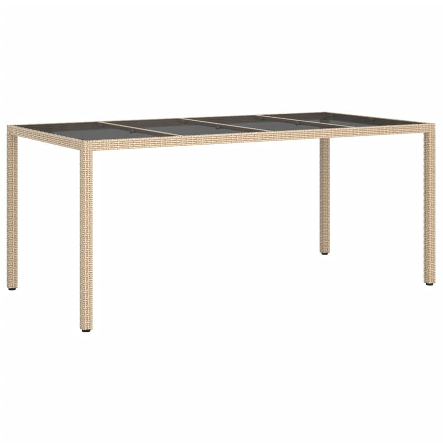 Tuintafel 90X90X75 Cm Gehard Glas En Poly Rattan Beige