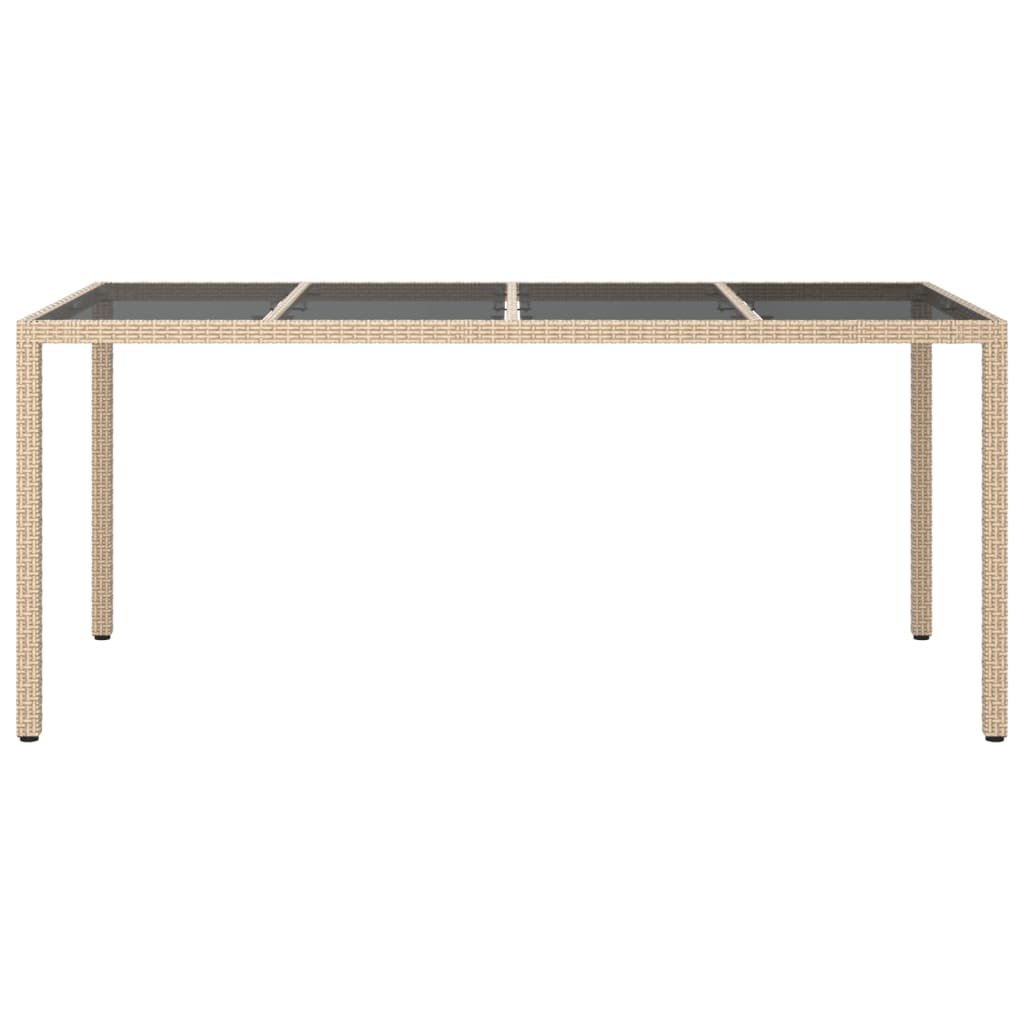 Tuintafel 90X90X75 Cm Gehard Glas En Poly Rattan Beige