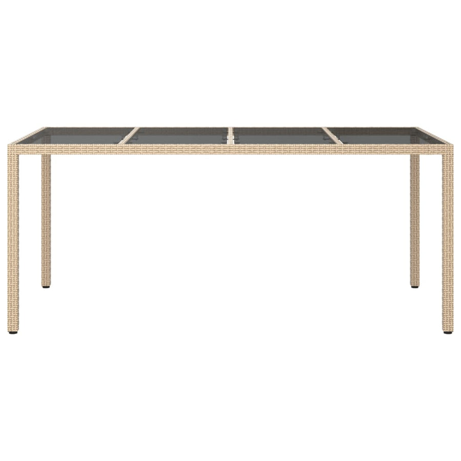 Tuintafel 90X90X75 Cm Gehard Glas En Poly Rattan Beige