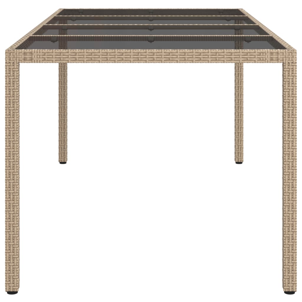 Tuintafel 90X90X75 Cm Gehard Glas En Poly Rattan Beige