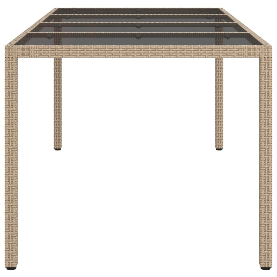 Tuintafel 90X90X75 Cm Gehard Glas En Poly Rattan Beige