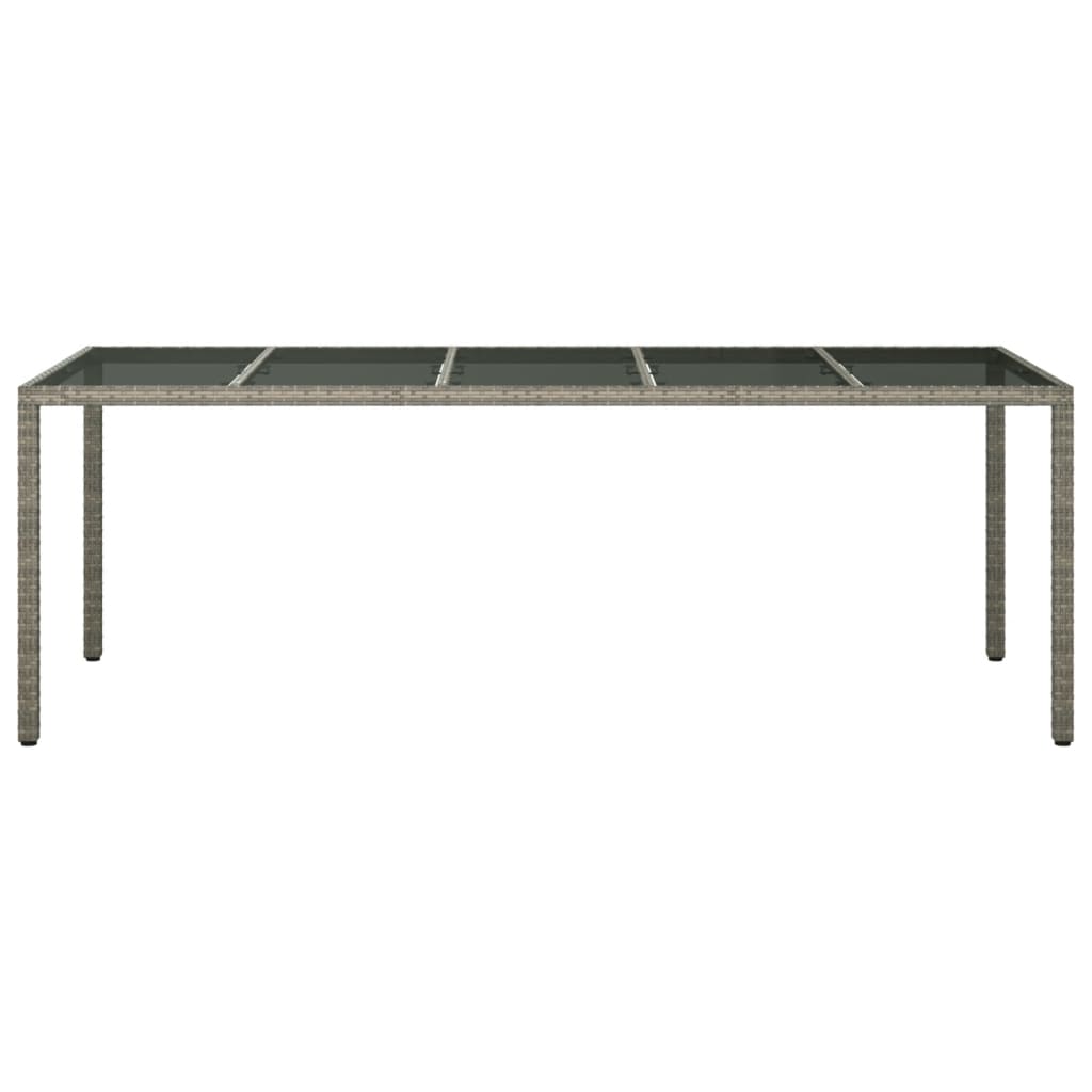 Tuintafel 250X00X75 Cm Gehard Glas En Poly Rattan Grijs