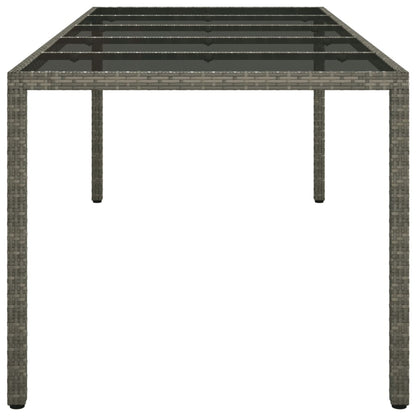 Tuintafel 250X00X75 Cm Gehard Glas En Poly Rattan Grijs