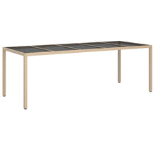 Tuintafel 250X00X75 Cm Gehard Glas En Poly Rattan Beige