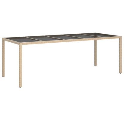 Tuintafel 250X00X75 Cm Gehard Glas En Poly Rattan Beige