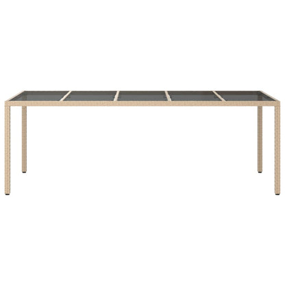 Tuintafel 250X00X75 Cm Gehard Glas En Poly Rattan Beige