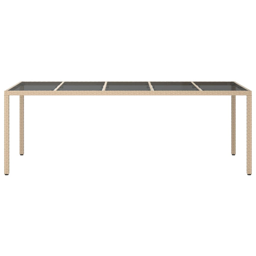 Tuintafel 250X00X75 Cm Gehard Glas En Poly Rattan Beige