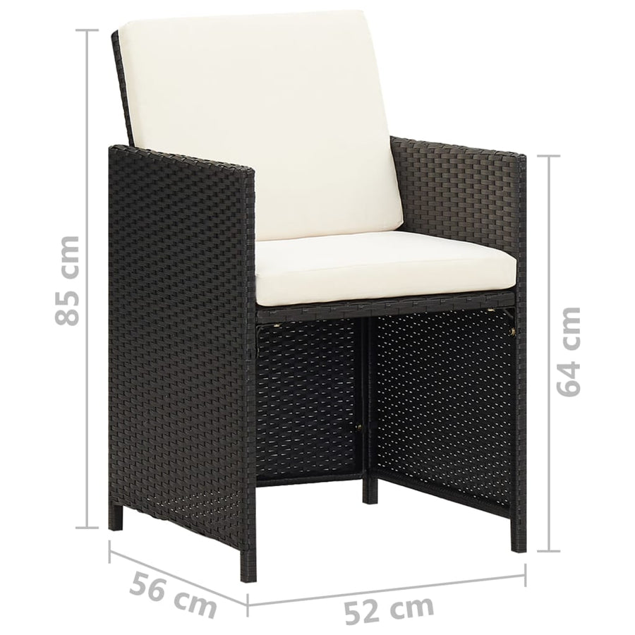 Tuinstoelen Poly Rattan Zwart en wit