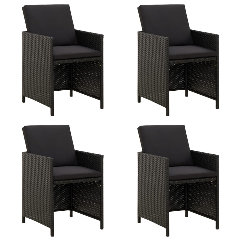 Tuinstoelen Met Kussens Poly Rattan Zwart