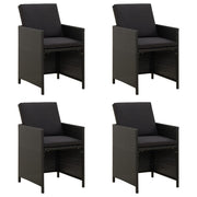 Tuinstoelen 4 st poly rattan zwart met kussens