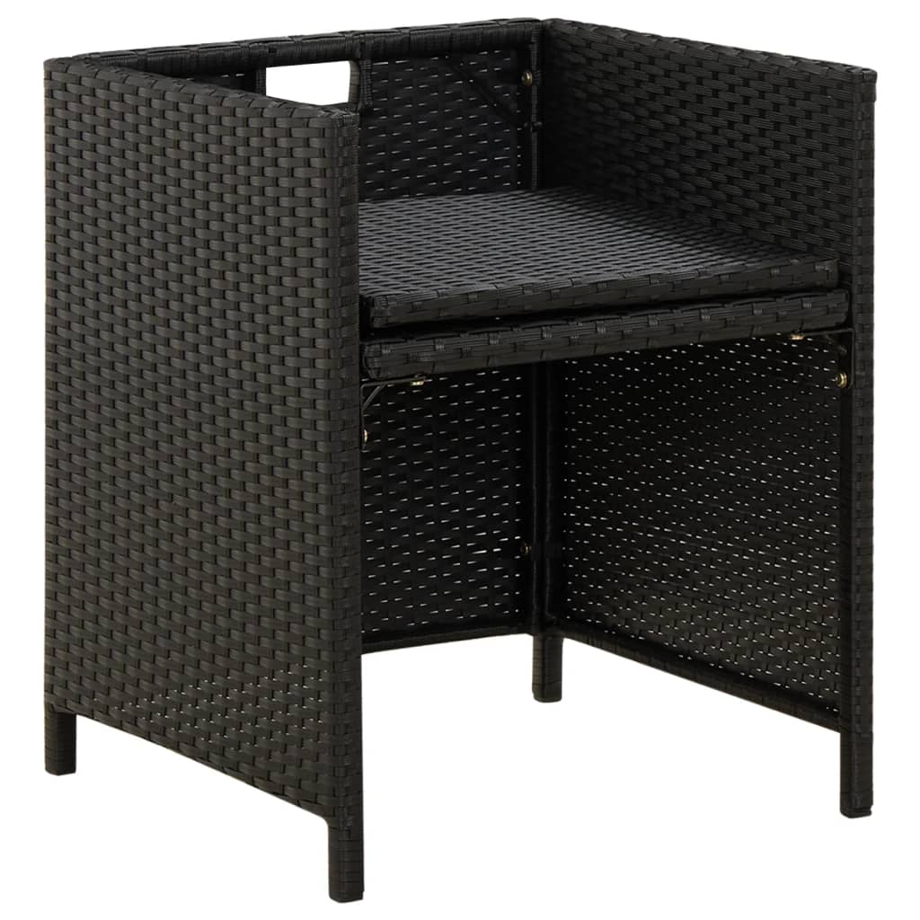 Tuinstoelen Met Kussens Poly Rattan Zwart