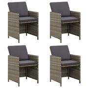 Tuinstoelen 4 stuks poly rattan grijs met kussens