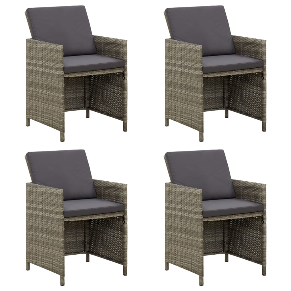 Tuinstoelen Met Kussens Poly Rattan Grijs