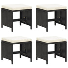 Tuinkruk poly rattan 4 stuks met kussens zwart