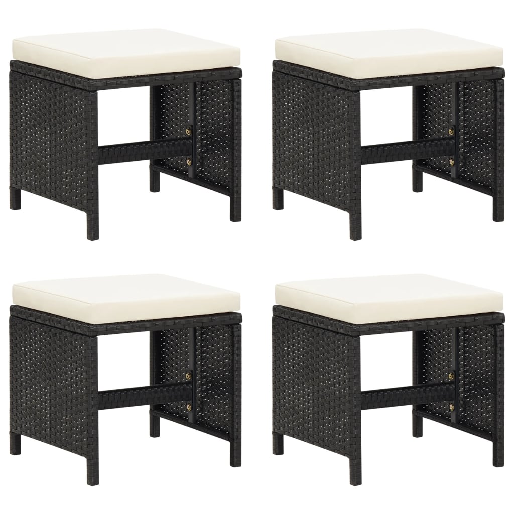 Tuinkrukken Met Kussens Poly Rattan Zwart en wit