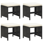 Tuinkruk poly rattan 4 stuks met kussens zwart