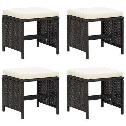 Tuinkrukken Met Kussens Poly Rattan Zwart en wit